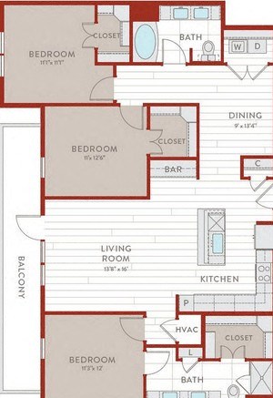 Aura Bluffview Apartments C4 Floor Plan Aura Bluffview Apartments C4 Floor Plan